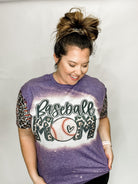 Bleached Baseball Mom Tee-Graphic Tops-Dear Me Southern Boutique, located in DeRidder, Louisiana