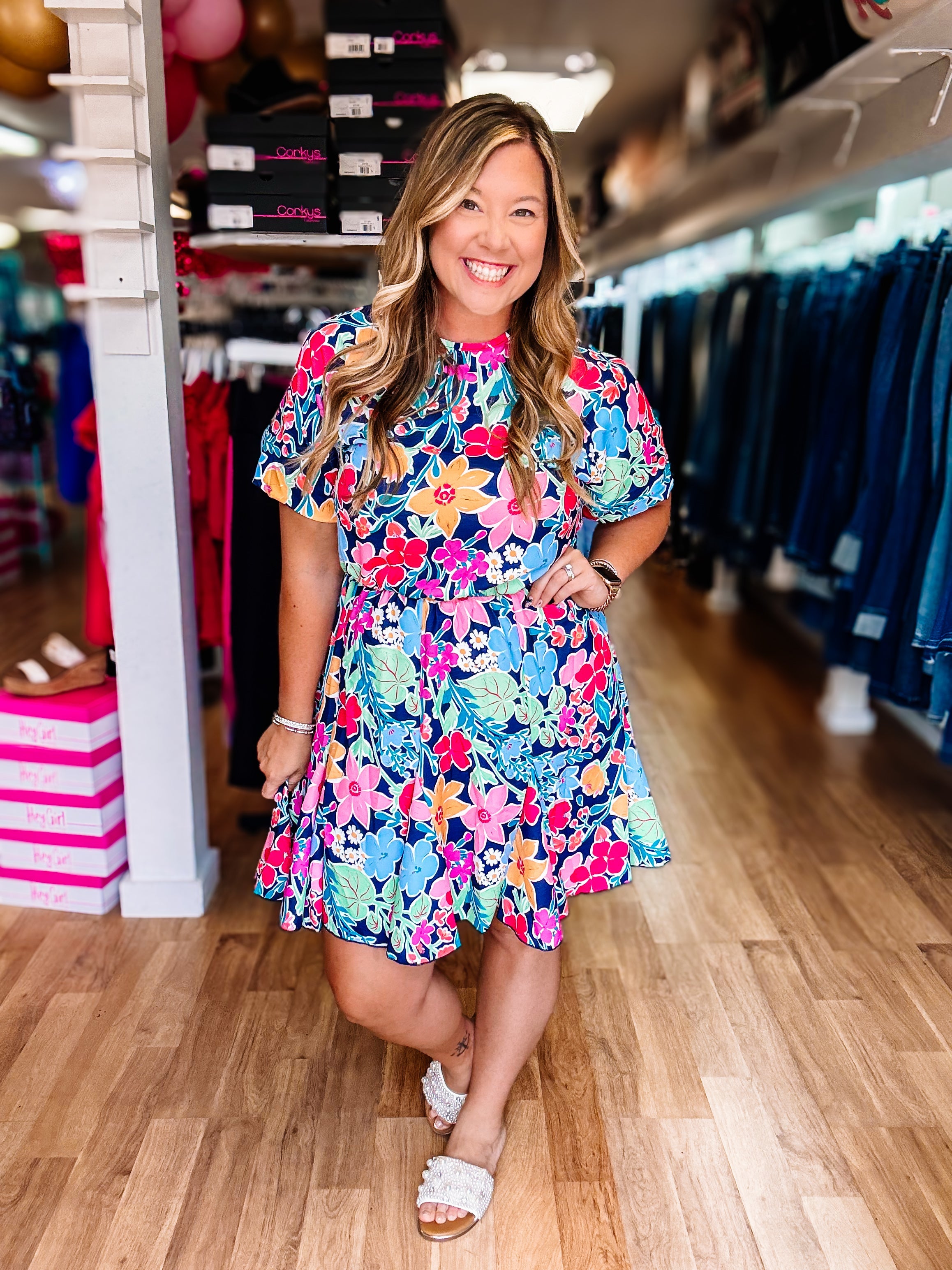 Blossom Babe Dress-Midi Dresses-Dear Me Southern Boutique, located in DeRidder, Louisiana