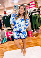 Blossom Blue Floral Pajama Set-Pajamas-Dear Me Southern Boutique, located in DeRidder, Louisiana