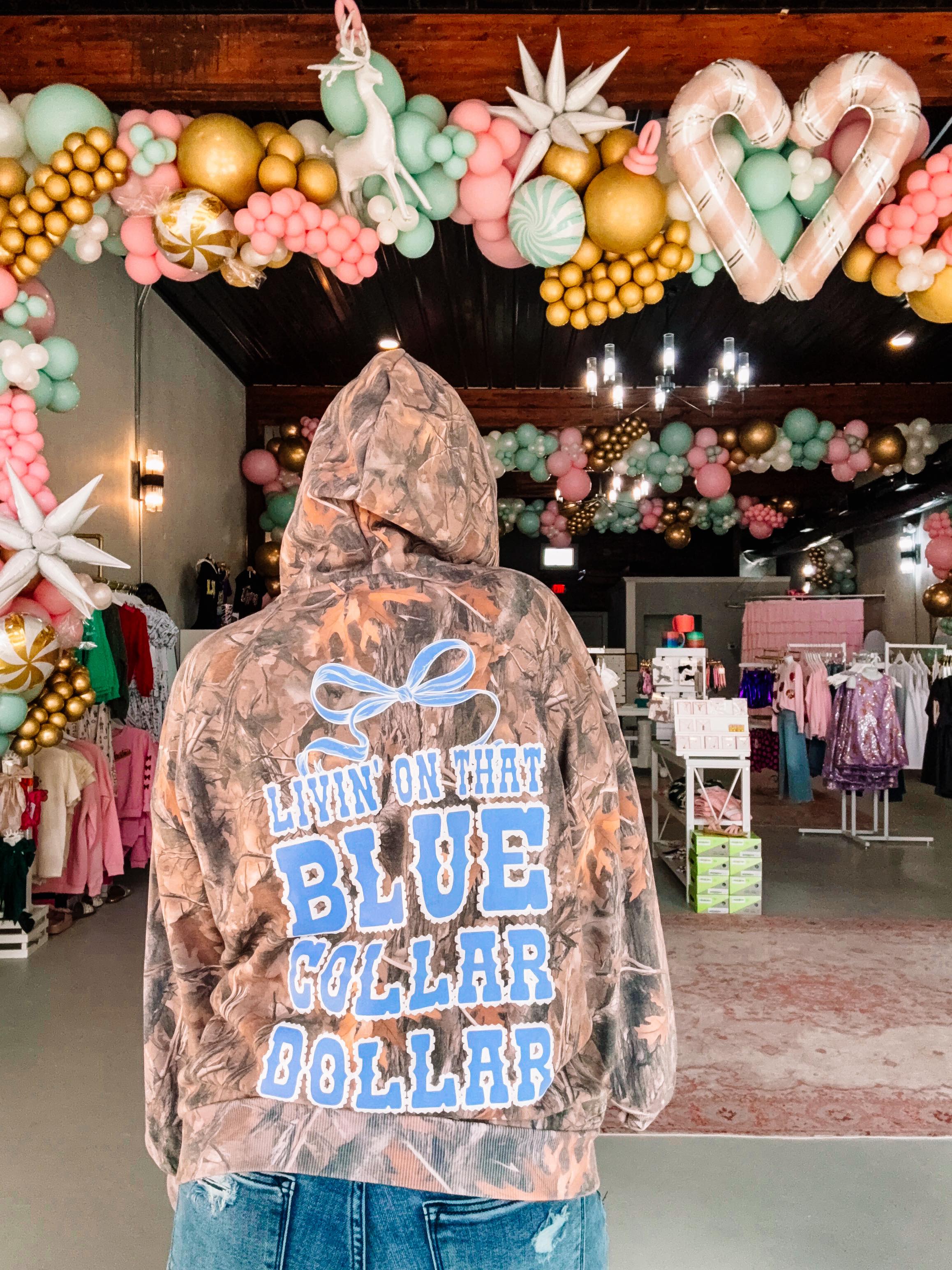 Blue Collar Dollar Hoodie-Pullover-Dear Me Southern Boutique, located in DeRidder, Louisiana