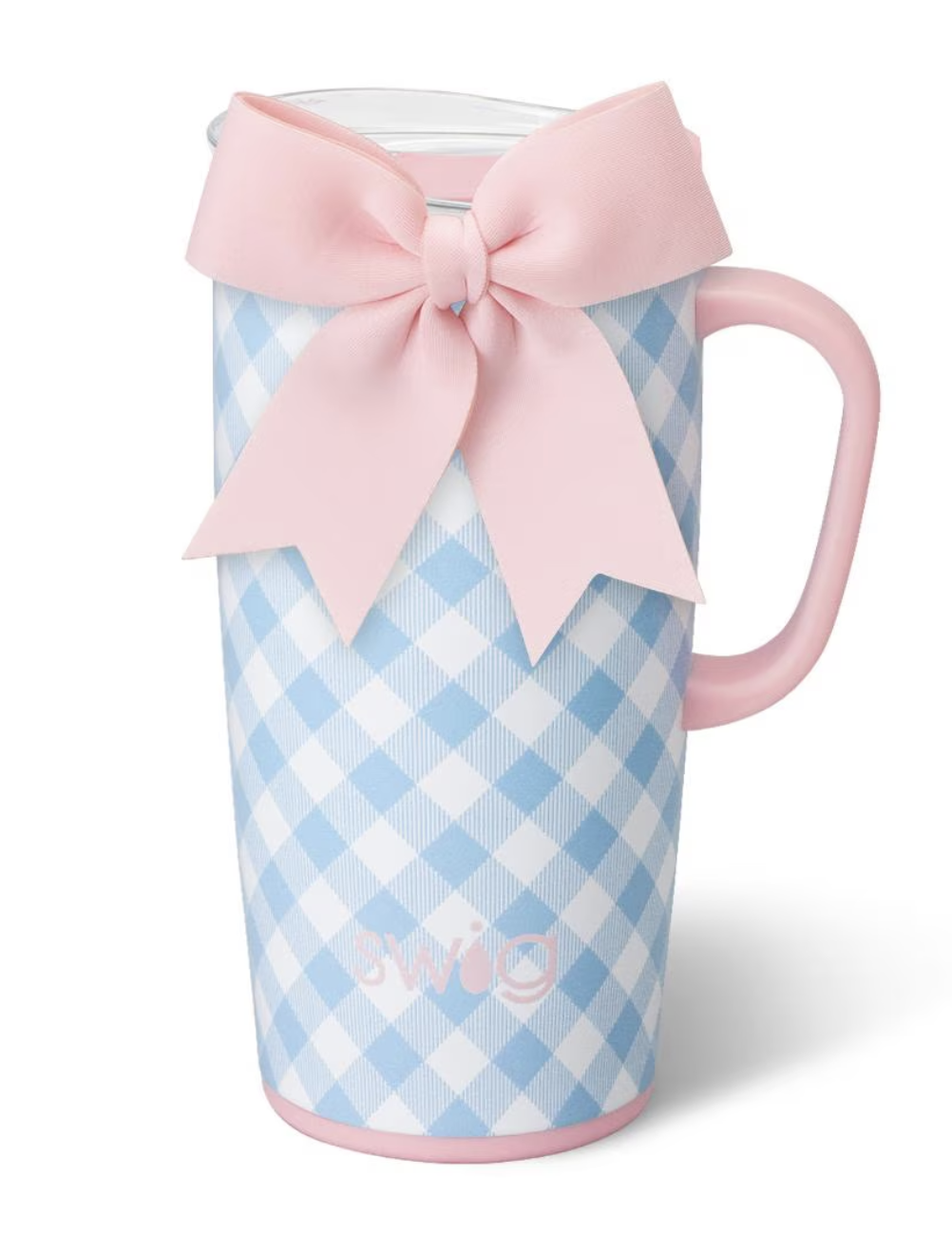 Blue Gingham Travel Mug 22oz-Tumblers-Dear Me Southern Boutique, located in DeRidder, Louisiana