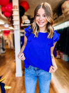 Blue Skies Ruffle Top-Dear Me Southern Boutique, located in DeRidder, Louisiana