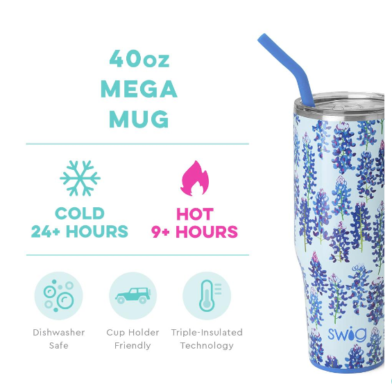 Bluebonnet Swig Mega Mug-Mega Mugs-Dear Me Southern Boutique, located in DeRidder, Louisiana