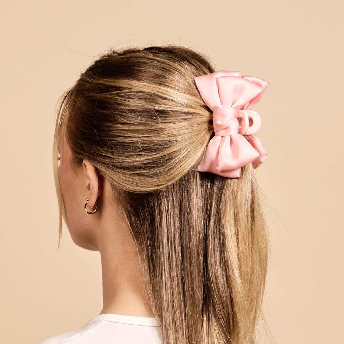 Blush - Mini Satin Bougie Bow Claw Clip-Hair Clip-Dear Me Southern Boutique, located in DeRidder, Louisiana