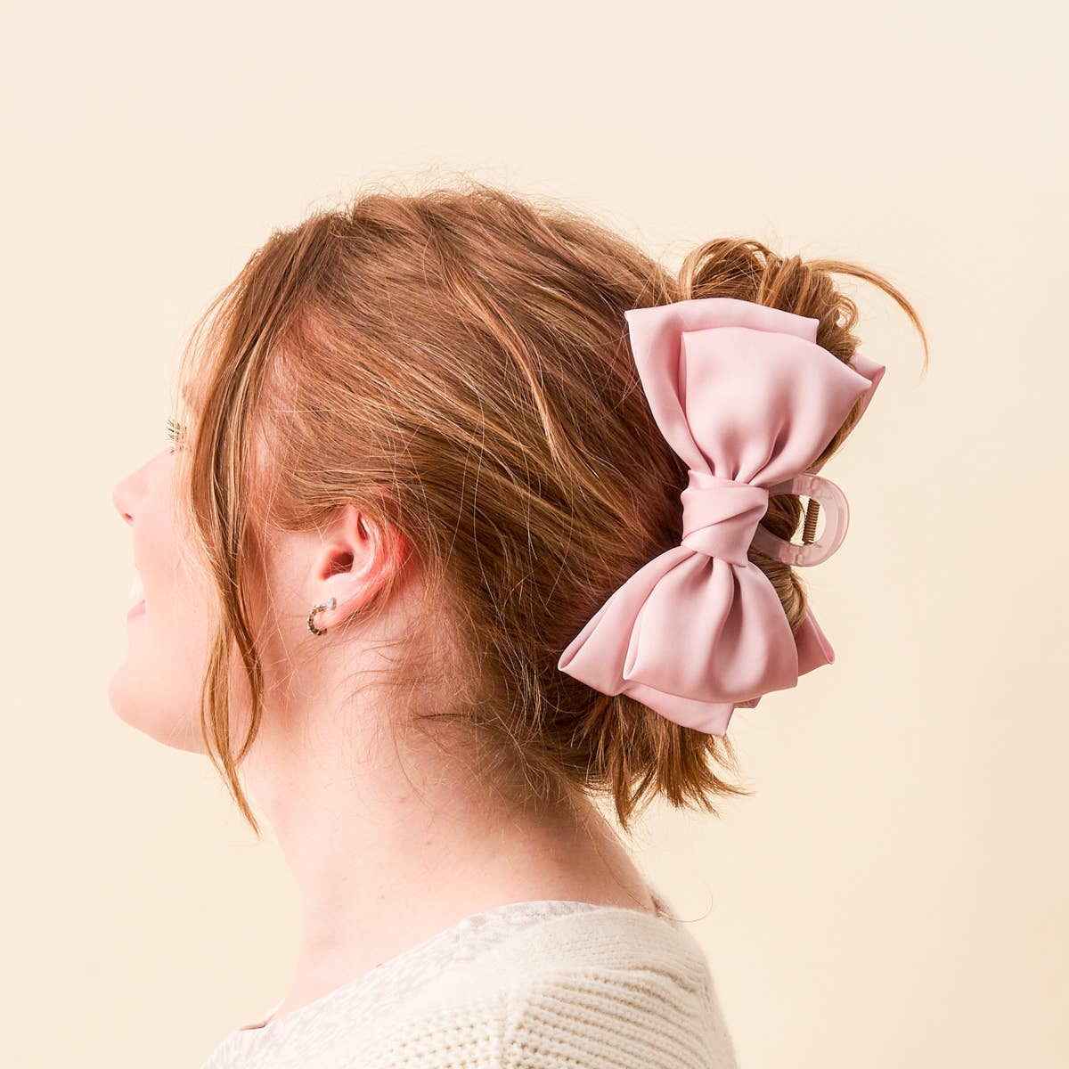 Blush - Satin Bougie Bow Claw Clip-Hair Clips-Dear Me Southern Boutique, located in DeRidder, Louisiana