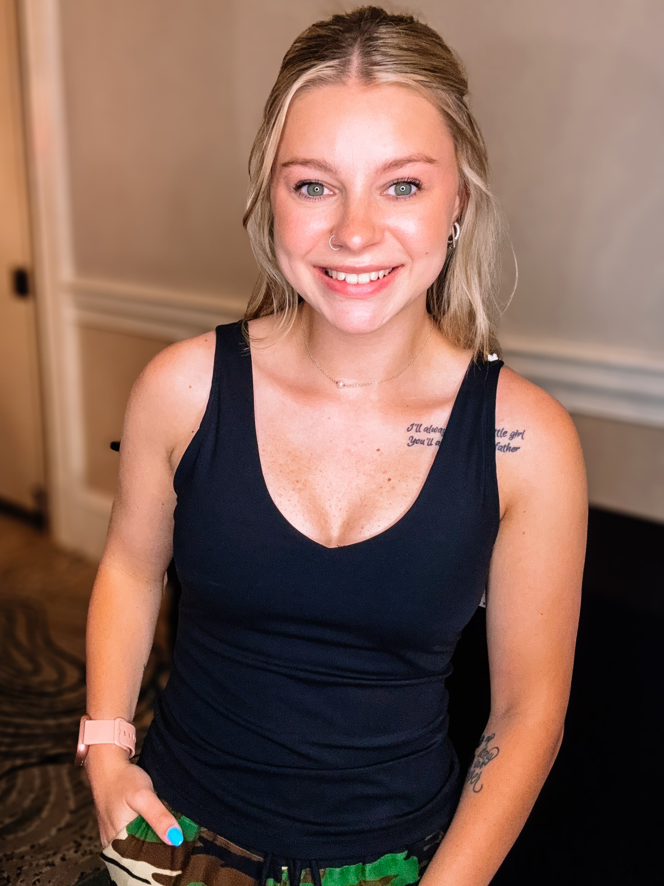 Body Mold Built In Bra Tank - Black-Loungewear-Dear Me Southern Boutique, located in DeRidder, Louisiana