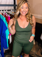 Body Mold Built In Bra Tank - Olive-Loungewear-Dear Me Southern Boutique, located in DeRidder, Louisiana