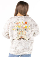 Boots & Blossoms Sweatshirt-Sweatshirts-Dear Me Southern Boutique, located in DeRidder, Louisiana