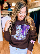 Boots & Bows Touchdown Top-Graphic Tops-Dear Me Southern Boutique, located in DeRidder, Louisiana