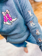 Boots & Bows Womens Hoodie-Pullover-Dear Me Southern Boutique, located in DeRidder, Louisiana