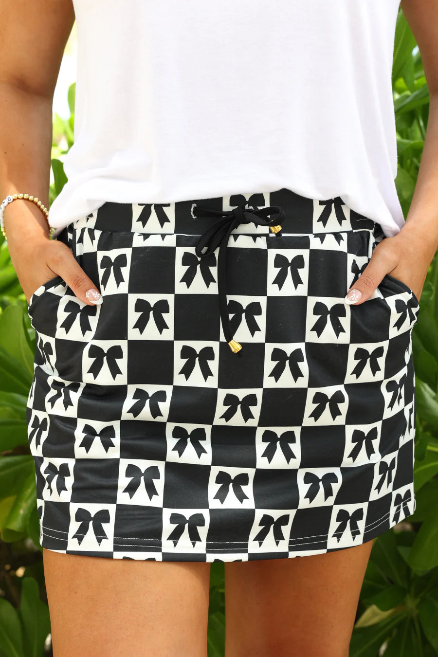 Bow Chic Checkered Everyday Skort-Skort-Dear Me Southern Boutique, located in DeRidder, Louisiana