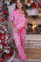 Bow Christmas Treat Ruffle Pajama Set-Pajamas-Dear Me Southern Boutique, located in DeRidder, Louisiana