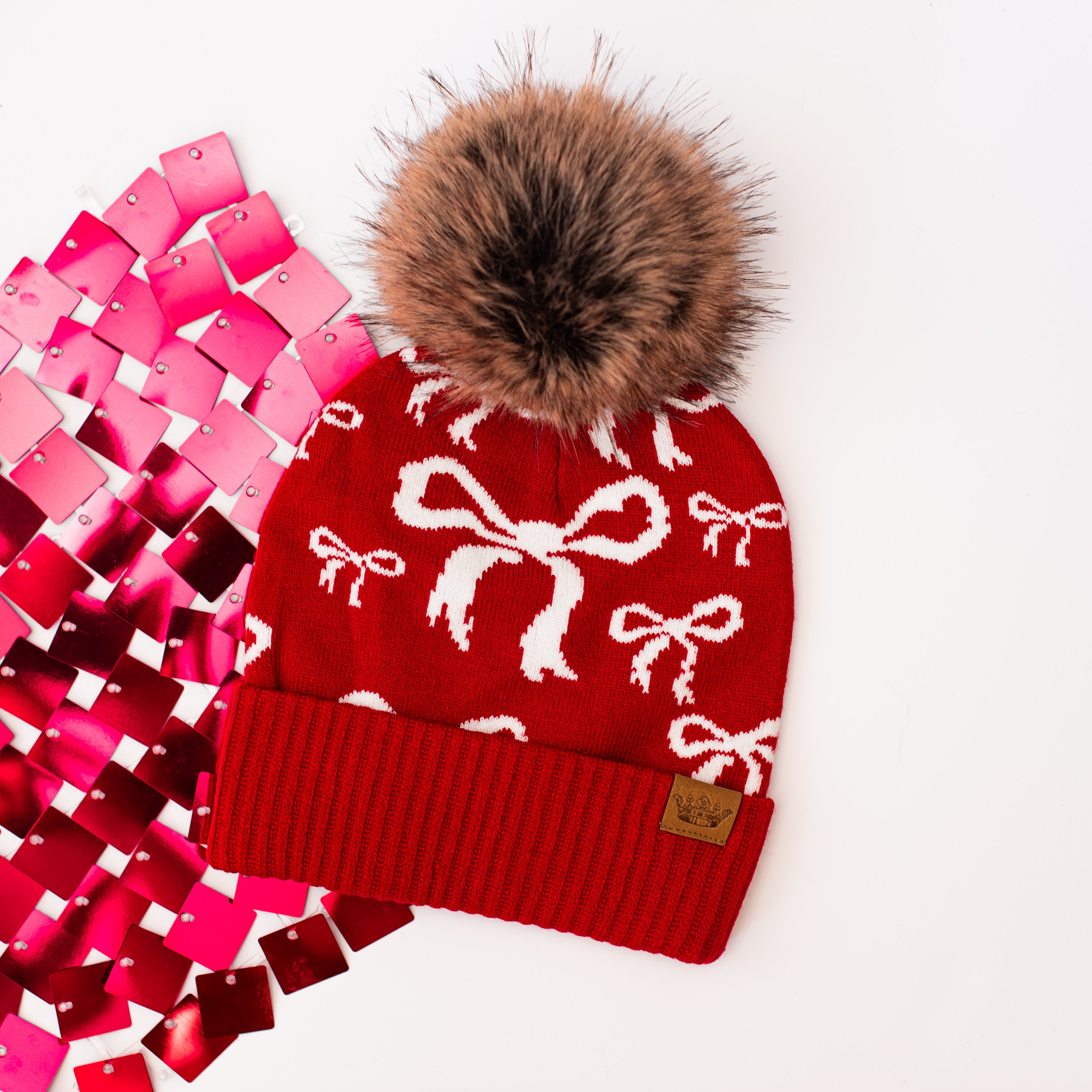 Bow Down Beanie-Red-Dear Me Southern Boutique, located in DeRidder, Louisiana