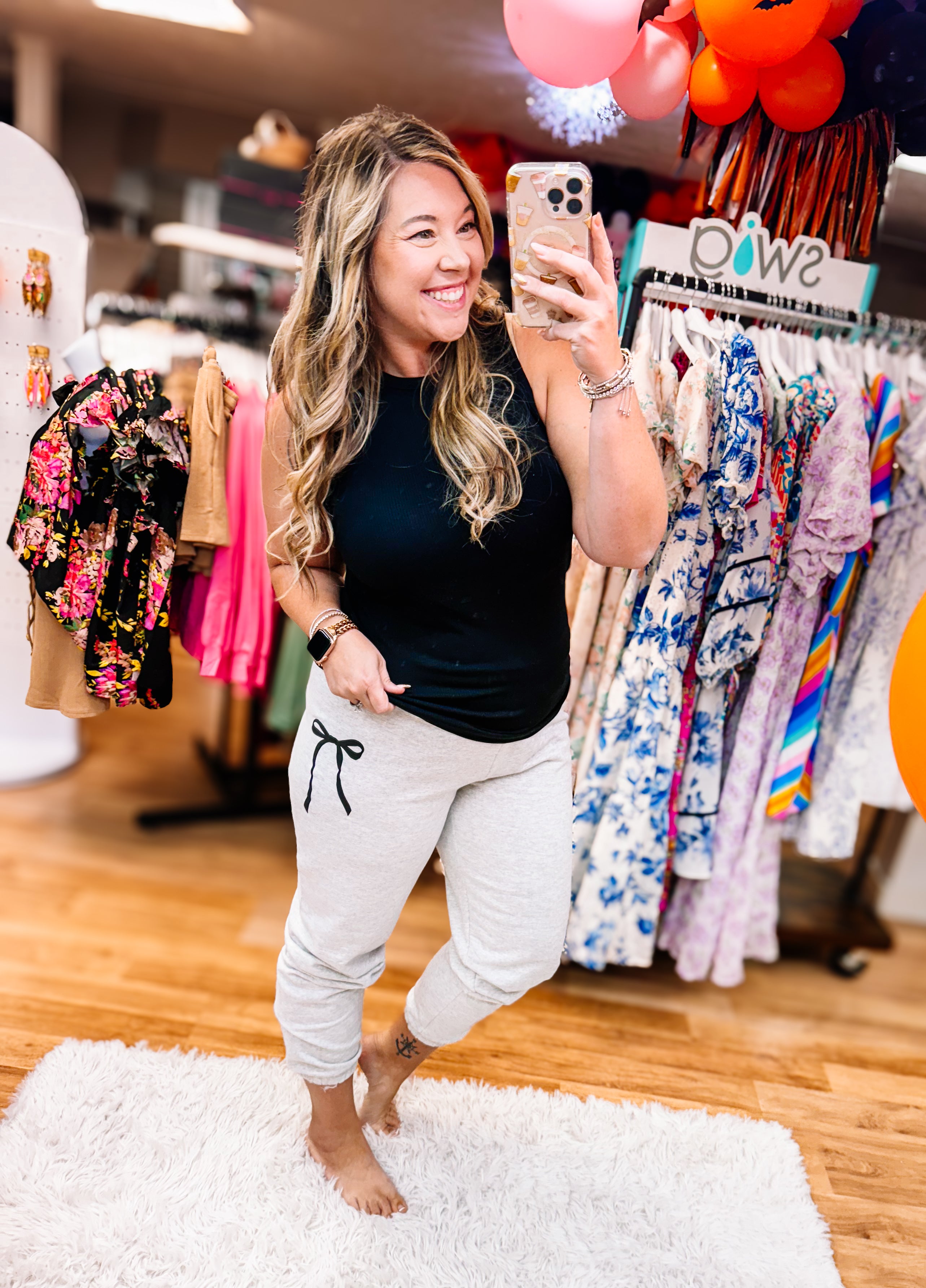 Bow Down Joggers - ASH GRAY-Bottoms-Dear Me Southern Boutique, located in DeRidder, Louisiana