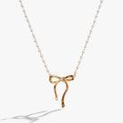 Bow Pearl Coquette Necklace-Jewelry - Necklaces-Dear Me Southern Boutique, located in DeRidder, Louisiana