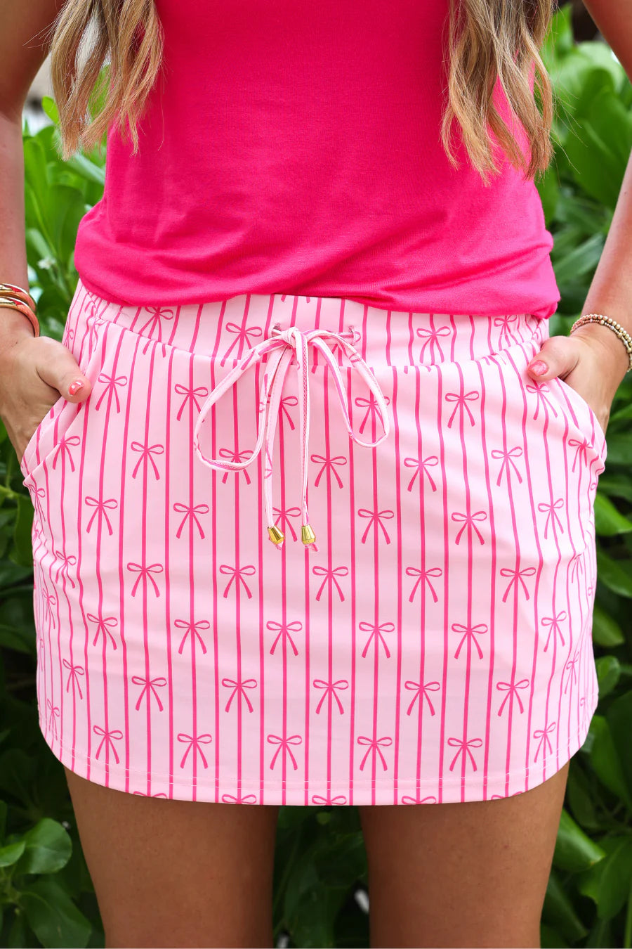 Bow Stripes Everyday Skort-Skort-Dear Me Southern Boutique, located in DeRidder, Louisiana
