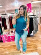 Breezy Versatile Tank- Teal-Tank Tops-Dear Me Southern Boutique, located in DeRidder, Louisiana