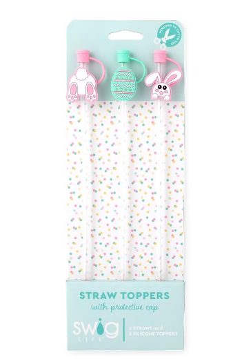 Bunny Trail Swig Straw Topper Set-Drinkwear-Dear Me Southern Boutique, located in DeRidder, Louisiana