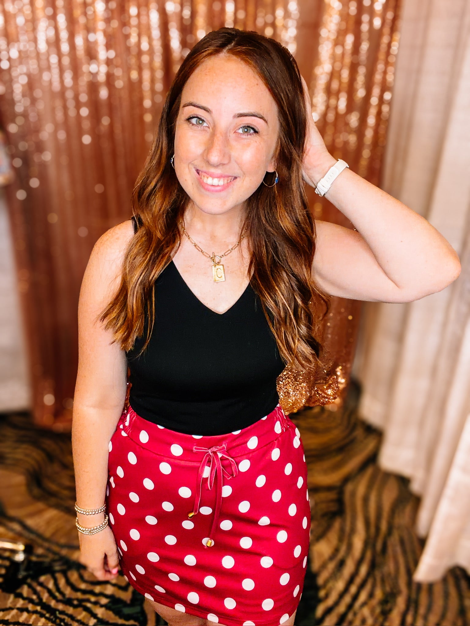 Burgundy Polka Dots Everyday Skort-Presales-Dear Me Southern Boutique, located in DeRidder, Louisiana