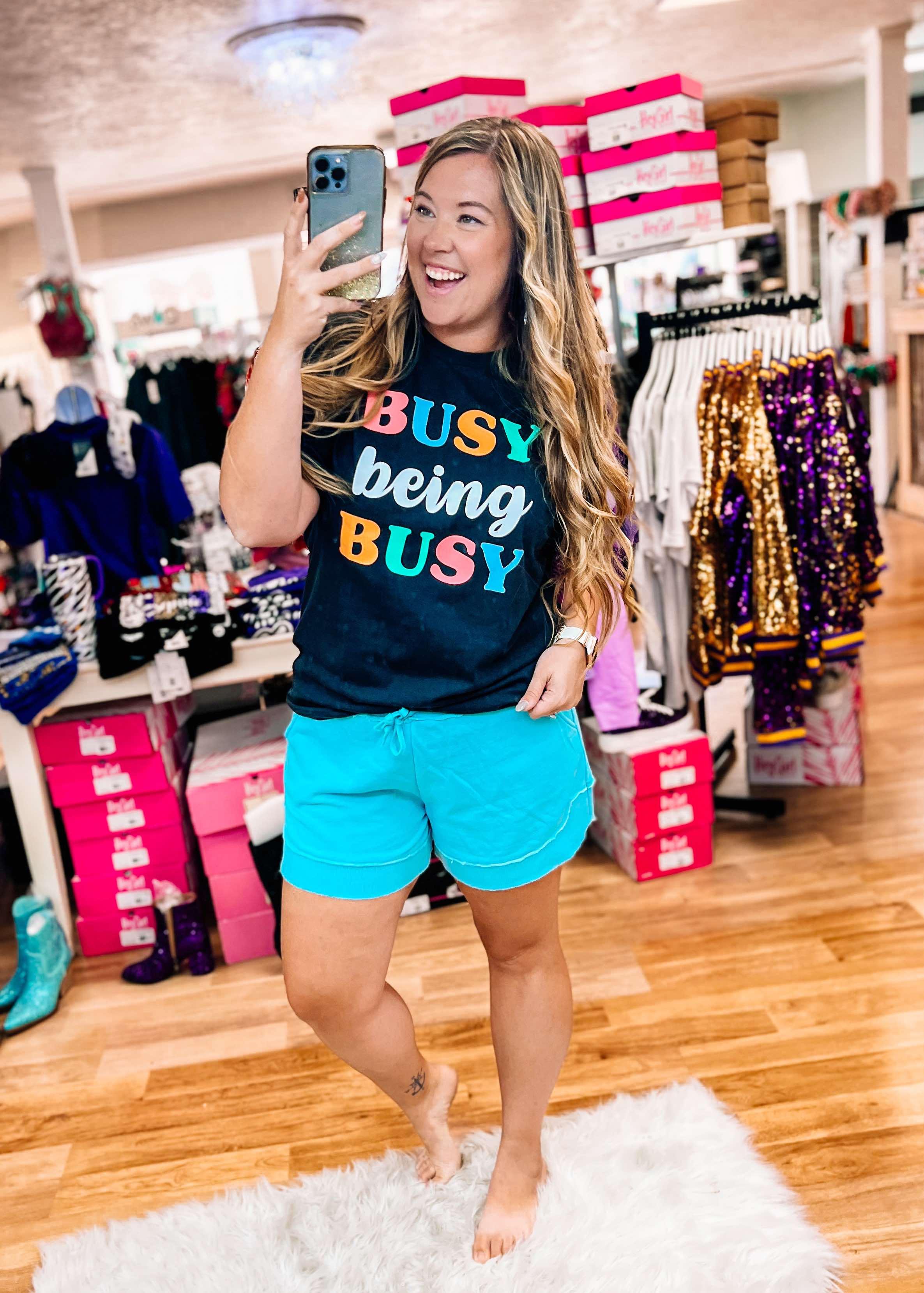 Busy Being Busy Tee-Graphic Tops-Dear Me Southern Boutique, located in DeRidder, Louisiana