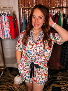 Butterfly Bliss Ruffle Pajamas-Loungewear/Pajamas-Dear Me Southern Boutique, located in DeRidder, Louisiana
