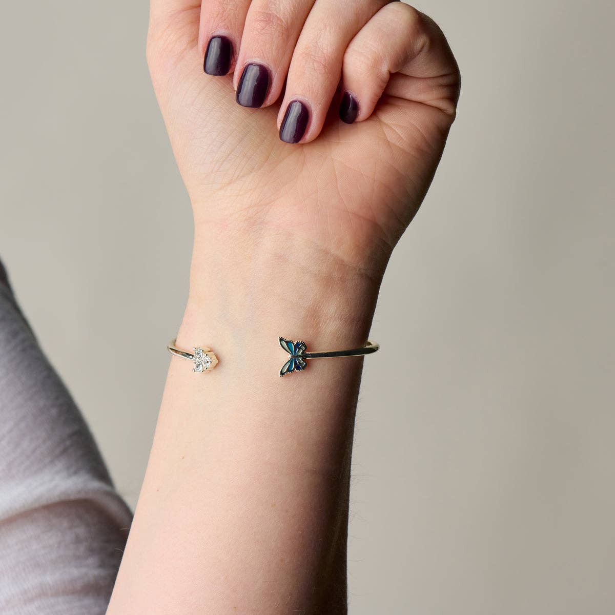 Butterfly Crystal Flex Cuff Bracelet-Bracelets-Dear Me Southern Boutique, located in DeRidder, Louisiana