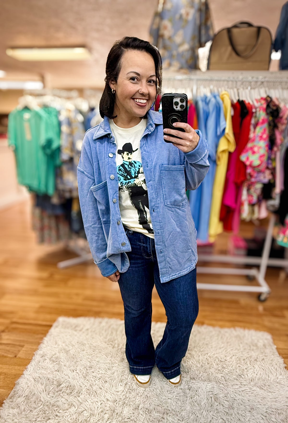 Button Up Shacket- Light Blue-Outerwear/Jackets/Shackets-Dear Me Southern Boutique, located in DeRidder, Louisiana