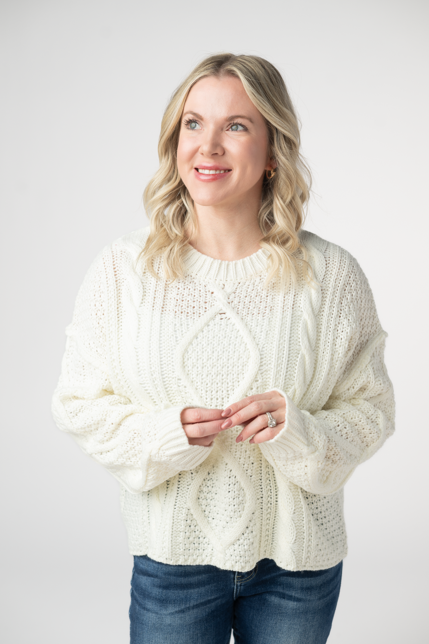 Cable Knit Sweater - Ivory-sweater-Dear Me Southern Boutique, located in DeRidder, Louisiana