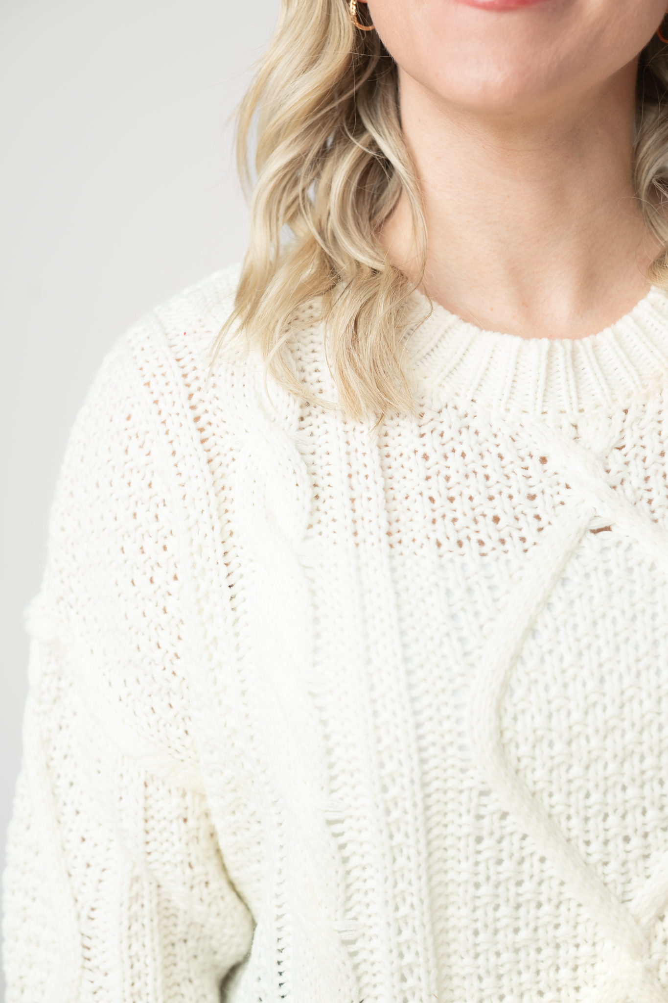 Cable Knit Sweater - Ivory-sweater-Dear Me Southern Boutique, located in DeRidder, Louisiana