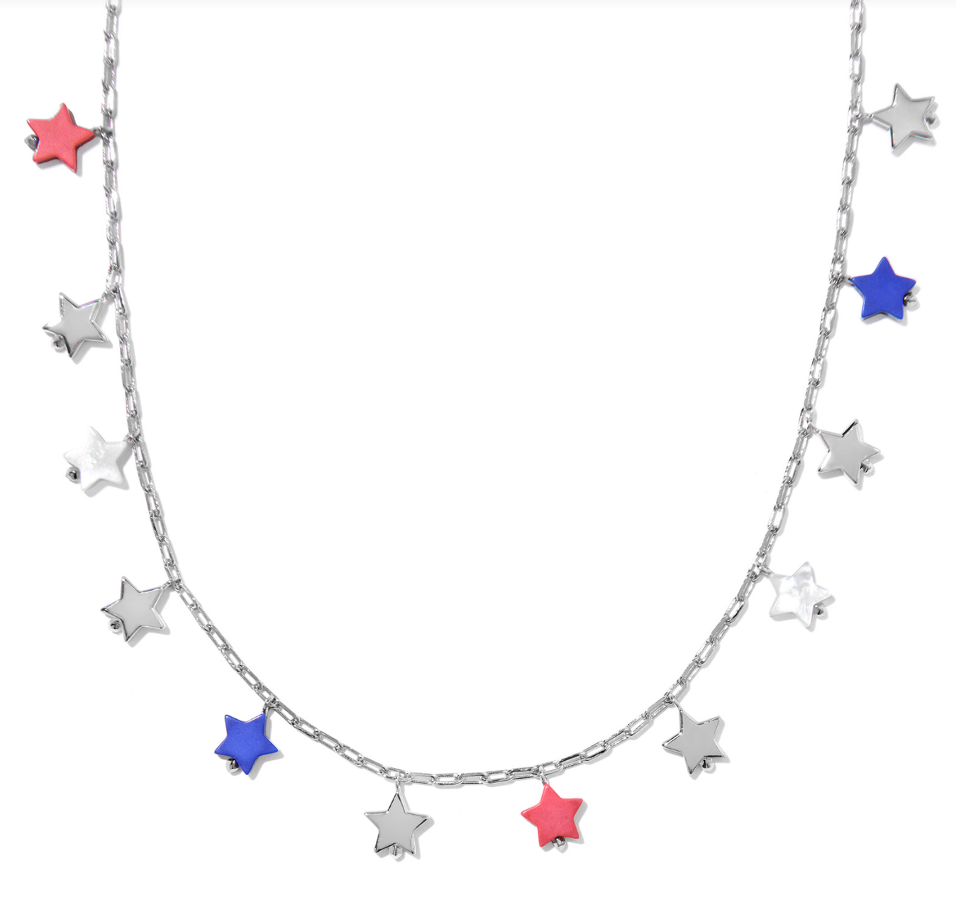 Camila Strand Necklace Silver- Red, White, and Blue Mix-Jewelry-Dear Me Southern Boutique, located in DeRidder, Louisiana