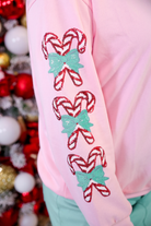 Candy Cane Sleeves Pullover-Dear Me Southern Boutique, located in DeRidder, Louisiana