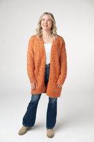 Carly Confetti Dot Cardigan - Pumpkin-Cardigan-Dear Me Southern Boutique, located in DeRidder, Louisiana