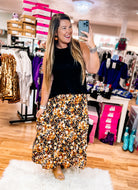 Casual Living Black Floral Midi Skirt-Midi Dresses-Dear Me Southern Boutique, located in DeRidder, Louisiana