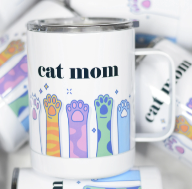Cat Mom Travel Mug-Tumblers/Mugs-Dear Me Southern Boutique, located in DeRidder, Louisiana