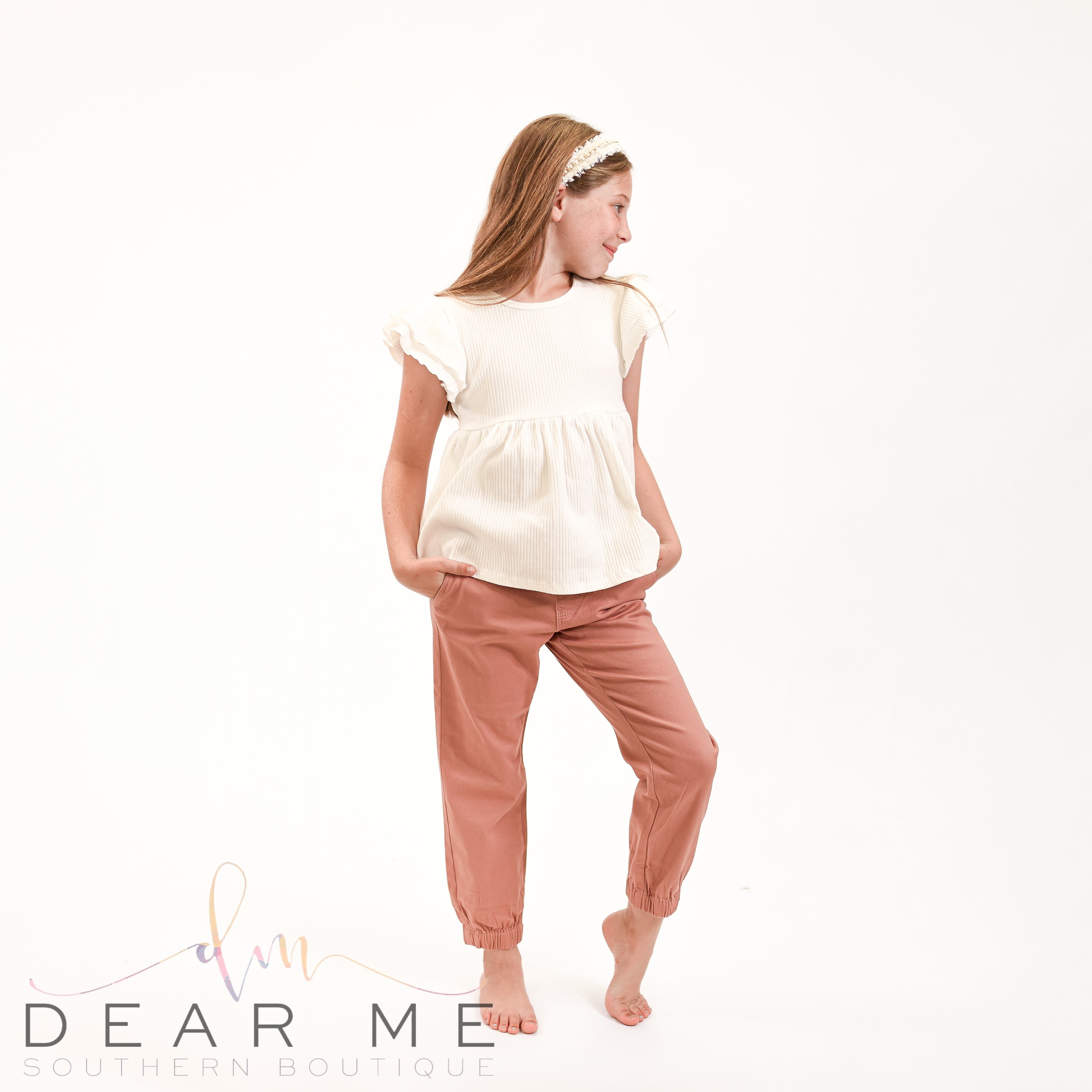 Charley Blush Joggers-Kids-Dear Me Southern Boutique, located in DeRidder, Louisiana