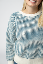 Charlotte Sweater - Teal and Ivory-Sweaters-Dear Me Southern Boutique, located in DeRidder, Louisiana