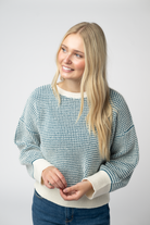 Charlotte Sweater - Teal and Ivory-Sweaters-Dear Me Southern Boutique, located in DeRidder, Louisiana