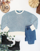 Charlotte Sweater - Teal and Ivory-Sweaters-Dear Me Southern Boutique, located in DeRidder, Louisiana