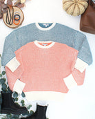 Charlotte Sweater - Teal and Ivory-Sweaters-Dear Me Southern Boutique, located in DeRidder, Louisiana