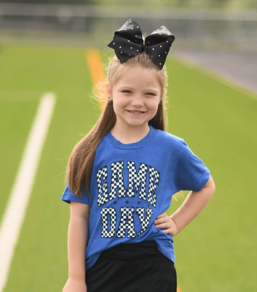 Check Her Out - Game Day Girls Blue Tee-Kids Clothing-Dear Me Southern Boutique, located in DeRidder, Louisiana