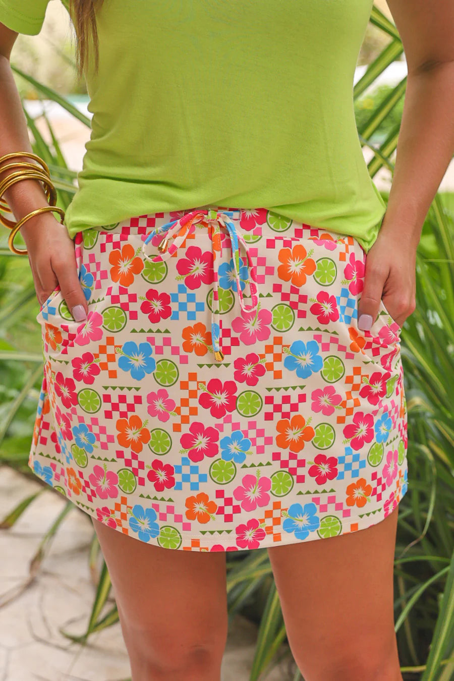 Check The Tropics Everyday Skort-Skort-Dear Me Southern Boutique, located in DeRidder, Louisiana