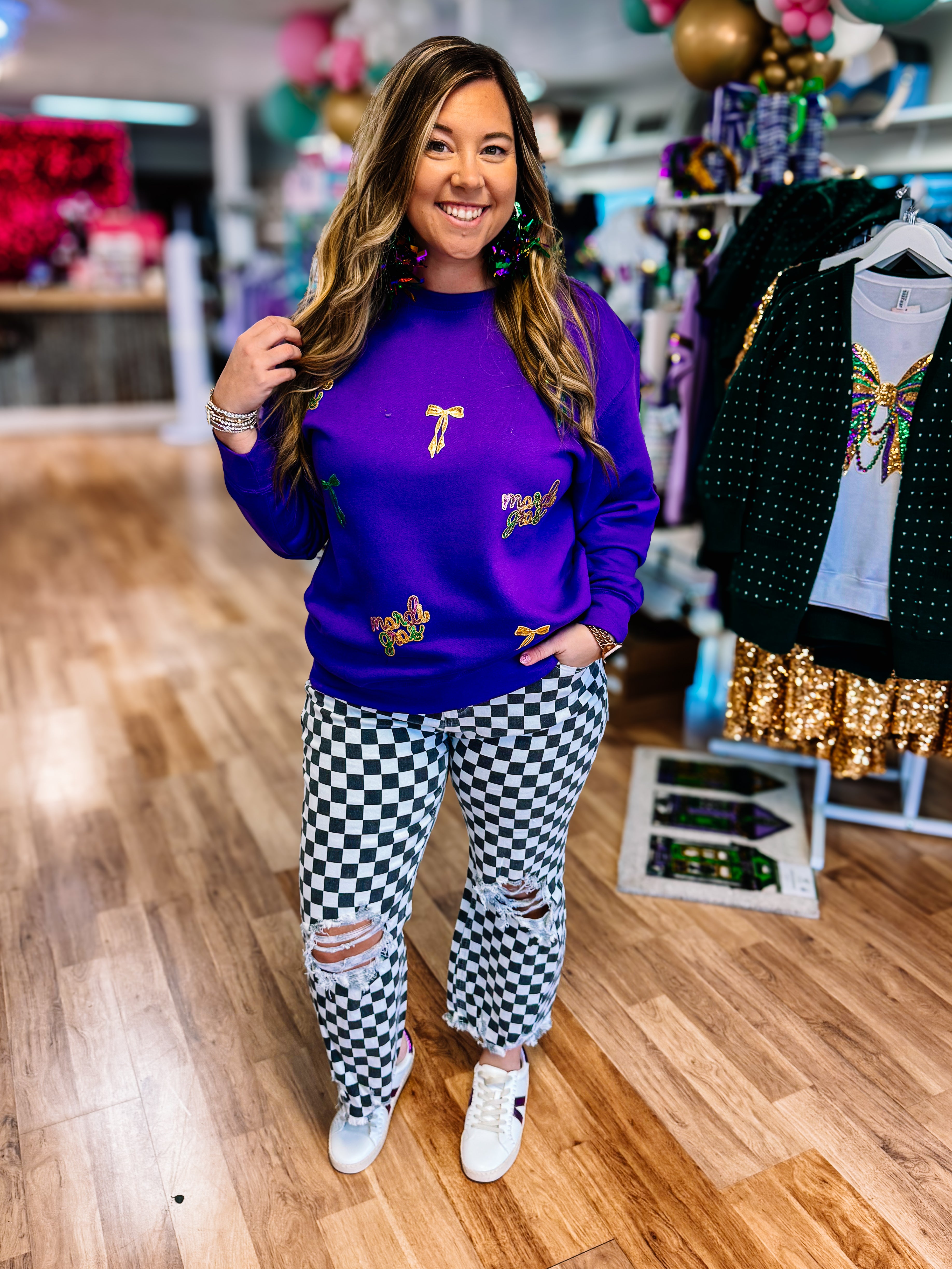 Check Yes Or No Destroyed Straight Jeans-Jeans-Dear Me Southern Boutique, located in DeRidder, Louisiana