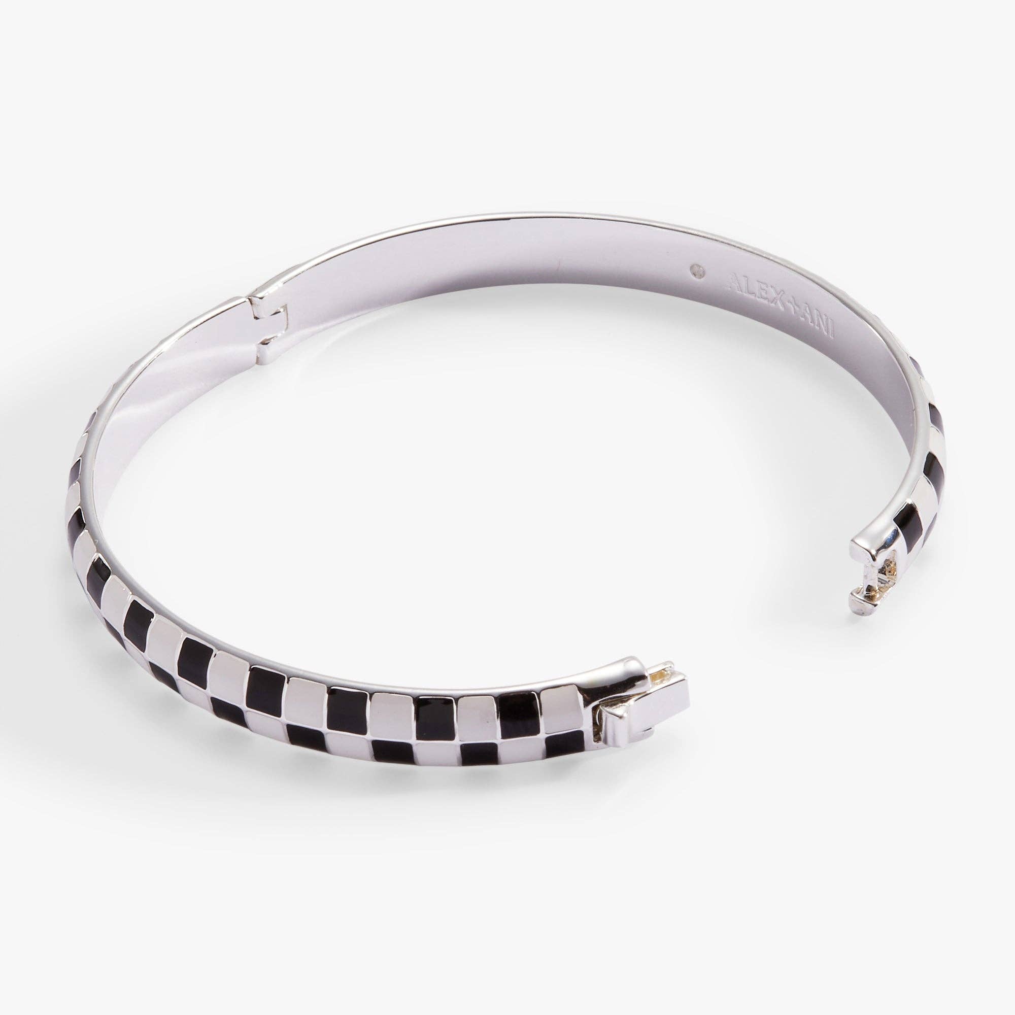 Checker Print Hinge Bangle Bracelet-Bracelets-Dear Me Southern Boutique, located in DeRidder, Louisiana