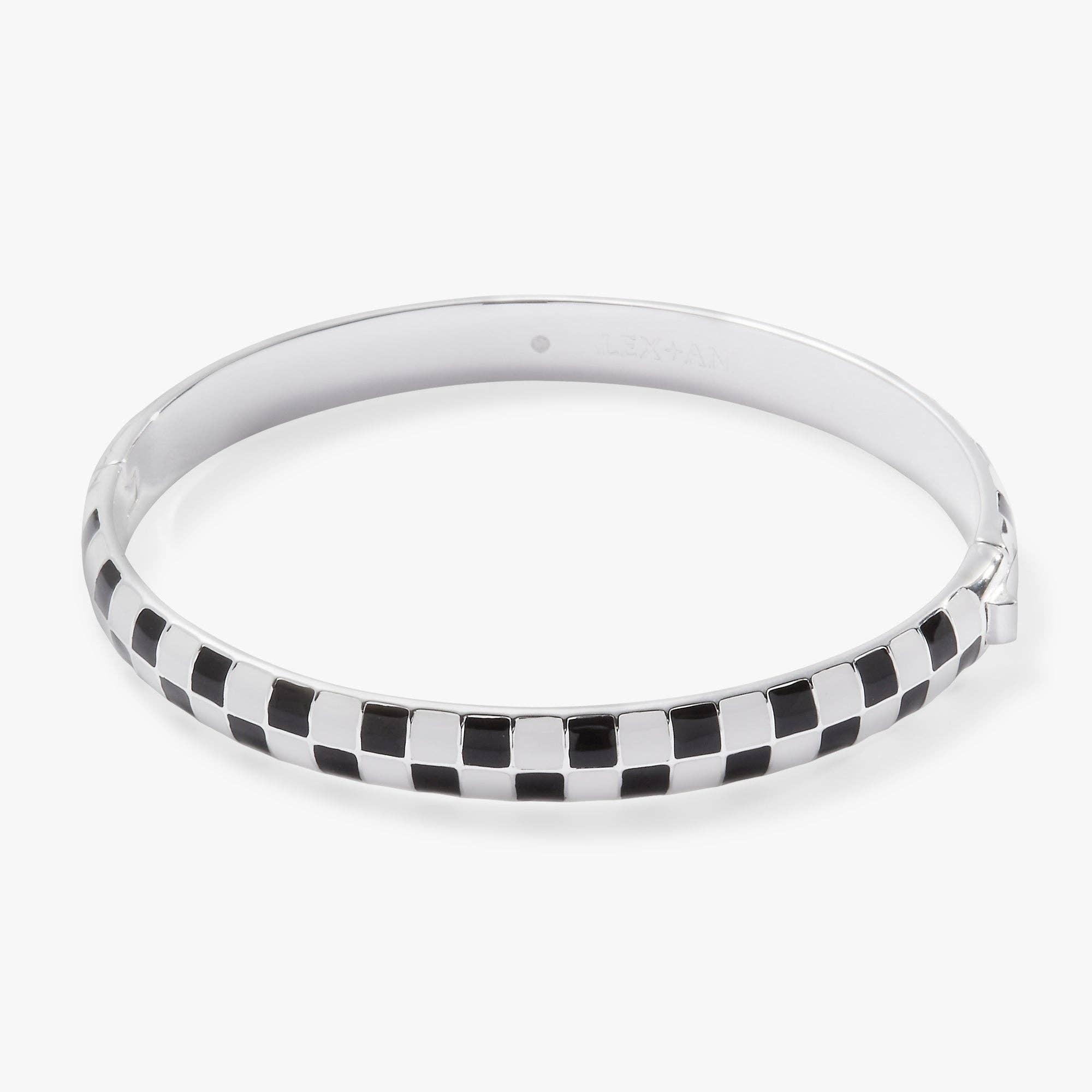 Checker Print Hinge Bangle Bracelet-Bracelets-Dear Me Southern Boutique, located in DeRidder, Louisiana