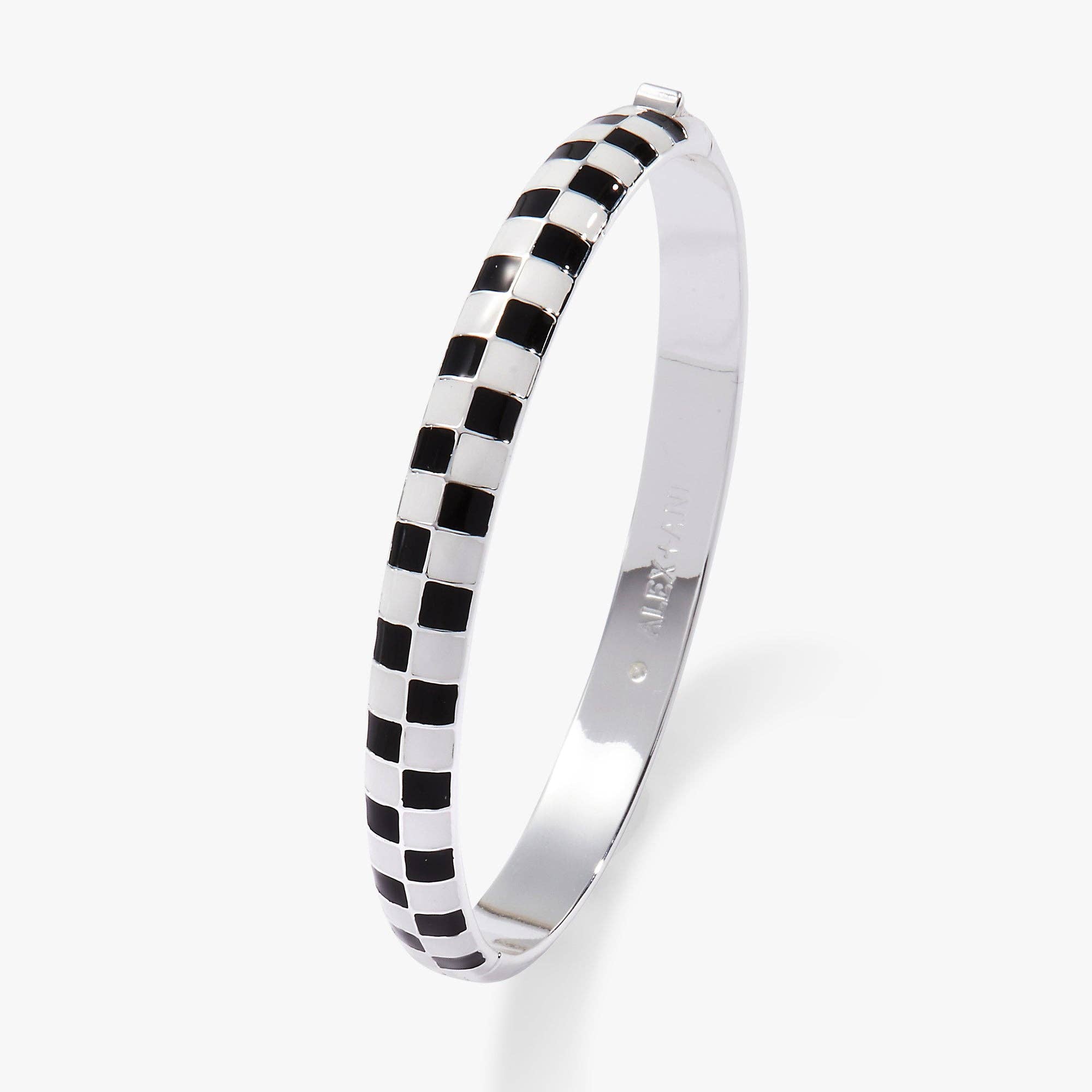 Checker Print Hinge Bangle Bracelet-Bracelets-Dear Me Southern Boutique, located in DeRidder, Louisiana