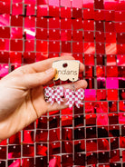 Checkered Mini Bow Randans - Pink and White-Jewelry - Earrings-Dear Me Southern Boutique, located in DeRidder, Louisiana