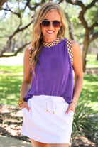 Checkmate Ribbed Tank- Purple-Tops-Dear Me Southern Boutique, located in DeRidder, Louisiana