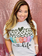 Cheetah Teacher Life Tee-Graphic Tops-Dear Me Southern Boutique, located in DeRidder, Louisiana