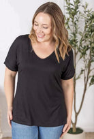 Chloe Cozy Tee -Black-Tees-Dear Me Southern Boutique, located in DeRidder, Louisiana