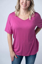 Chloe Cozy Tee -Magenta-Tees-Dear Me Southern Boutique, located in DeRidder, Louisiana